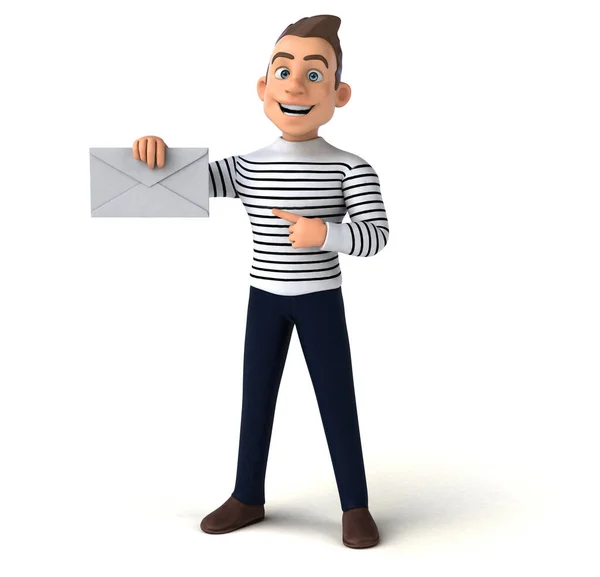 Leuke Cartoon Casual Karakter Met Envelop — Stockfoto