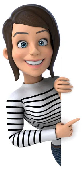 Fun Cartoon Casual Character Woman — Stock Photo, Image