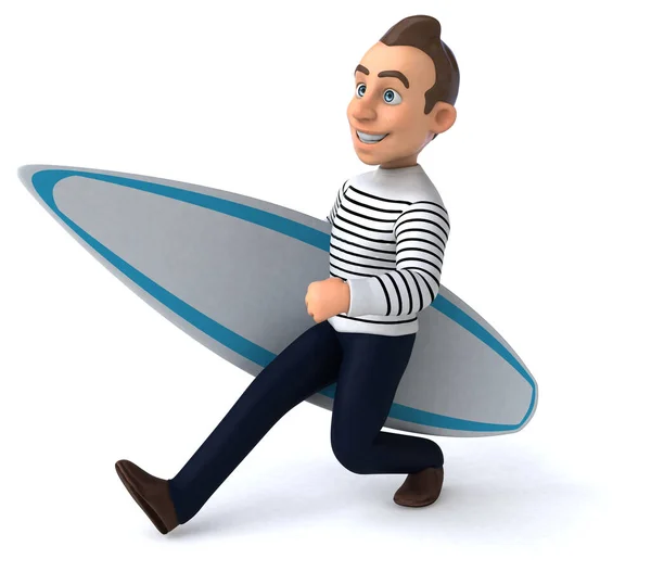 Divertimento Cartone Animato Personaggio Casuale Surfista — Foto Stock
