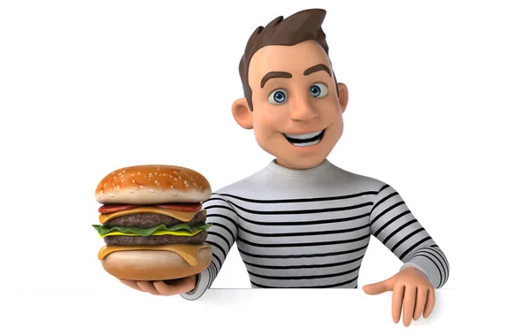 Fun Cartoon Casual Character Hanburger — Stock Photo, Image