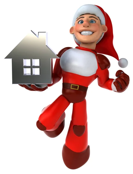 Fun Super Santa Claus House Illustration — Stock Photo, Image