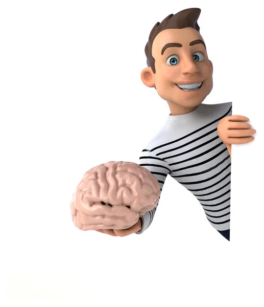 Personagem Casual Divertido Desenho Animado Com Cérebro — Fotografia de Stock