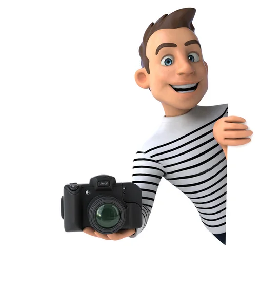 Fun 3D cartoon casual character with camera