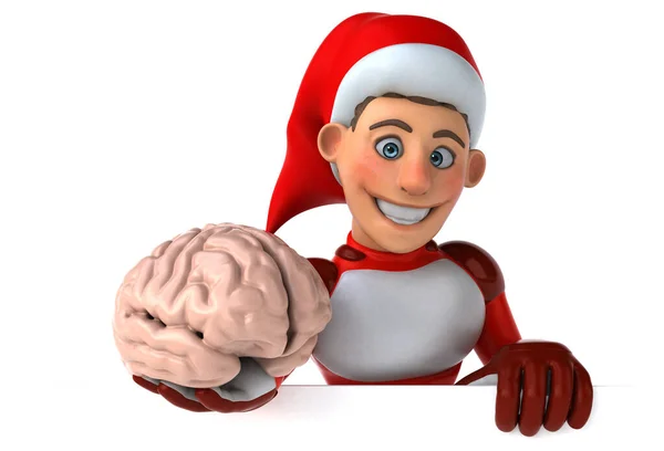 Super Divertido Santa Claus Con Cerebro Ilustración —  Fotos de Stock