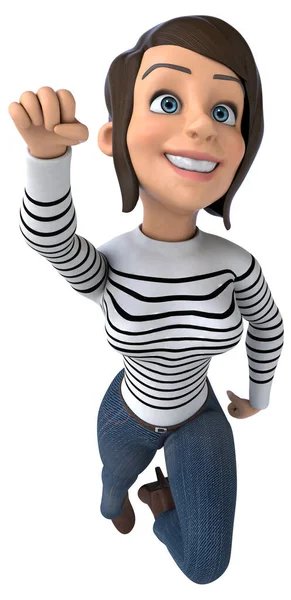 Fun Cartoon Casual Character Woman — Stock Photo, Image