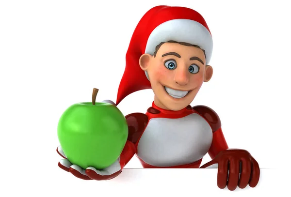 Super Père Noël Amusant Avec Pomme Illustration — Photo
