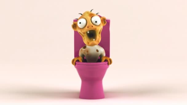 Веселий Персонаж Зомбі Туалеті Анімація — стокове відео