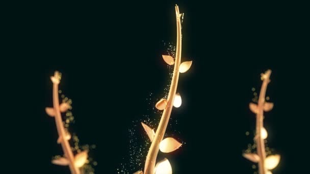 Золотые Растения Красивый Абстрактный Фон Анимация — стоковое видео