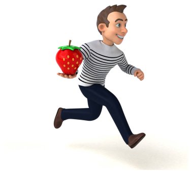 Çilek - 3d çizim ile eğlenceli çizgi film karakteri