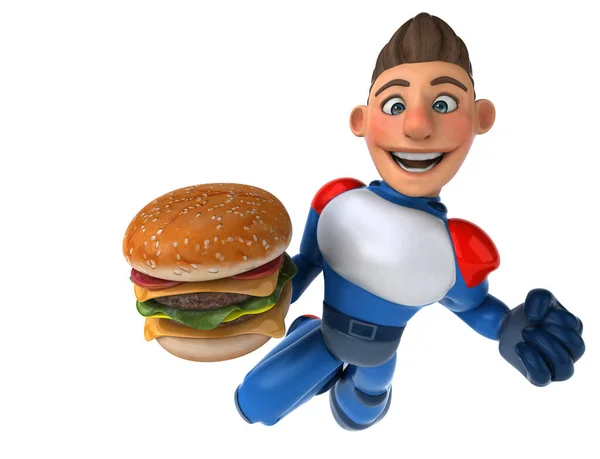 Fun Cartoon Character Hamburger Illustration — Stock Photo, Image