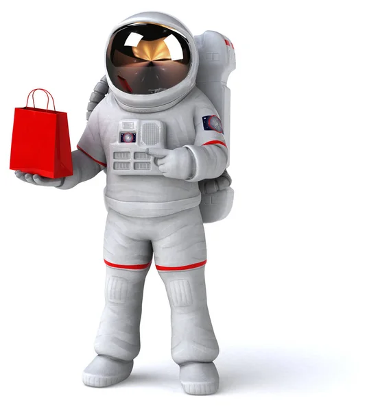 Spaß Astronaut Mit Tasche Illustration — Stockfoto