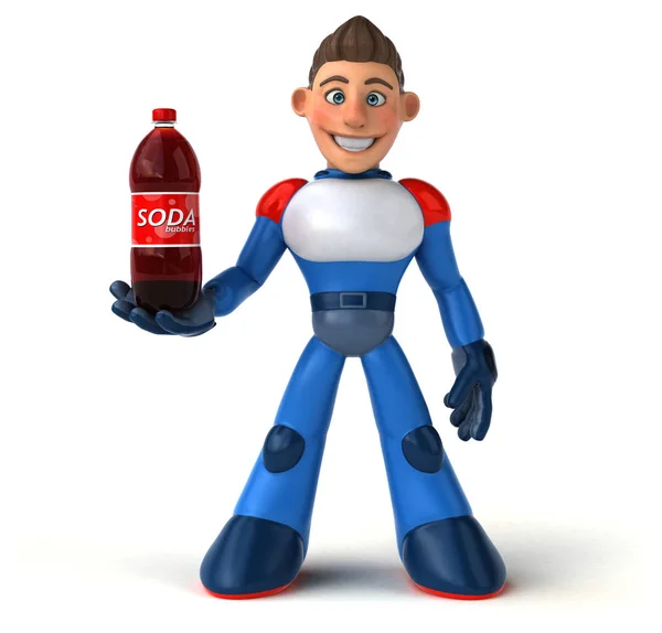 Spaß Cartoon Figur Mit Soda Illustration — Stockfoto