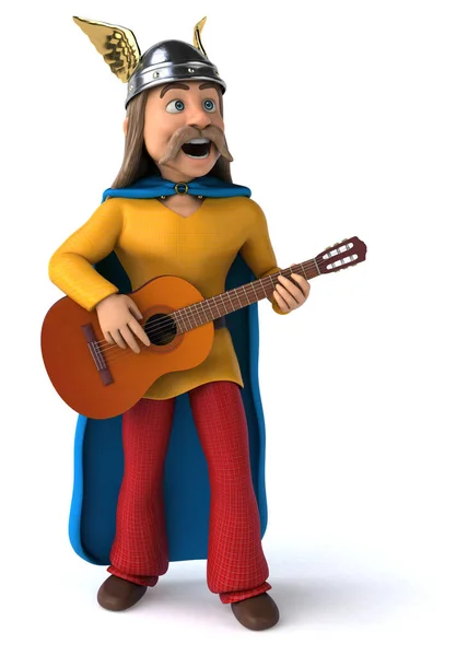 Spaß Cartoon Figur Mit Gitarre Illustration — Stockfoto