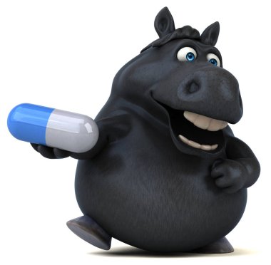  çizgi film karakteri ile hap - 3d çizim