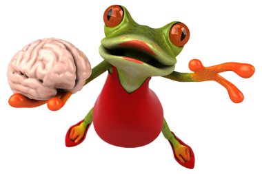 Eğlenceli çizgi film karakteri ile beyin - 3d çizim