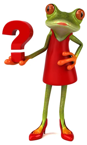 Frog Χαρακτήρας Κινουμένων Σχεδίων Ερώτηση Εικονογράφηση — Φωτογραφία Αρχείου