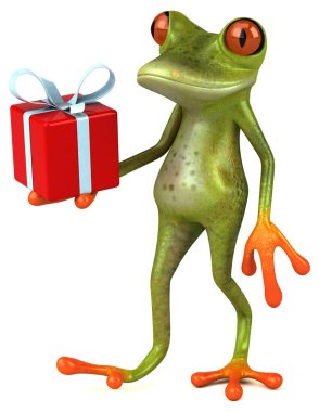 Eğlenceli çizgi film karakteri ile hediye - 3d çizim