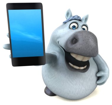 Akıllı telefonlu eğlenceli at - 3D İllüstrasyon