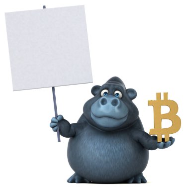 Bitcoin ile eğlenceli goril - 3d Görüntü