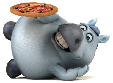 Çizgi film karakteri pizza - 3d çizim ile