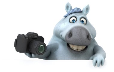  çizgi film karakteri ile fotoğraf makinesi - 3d çizim