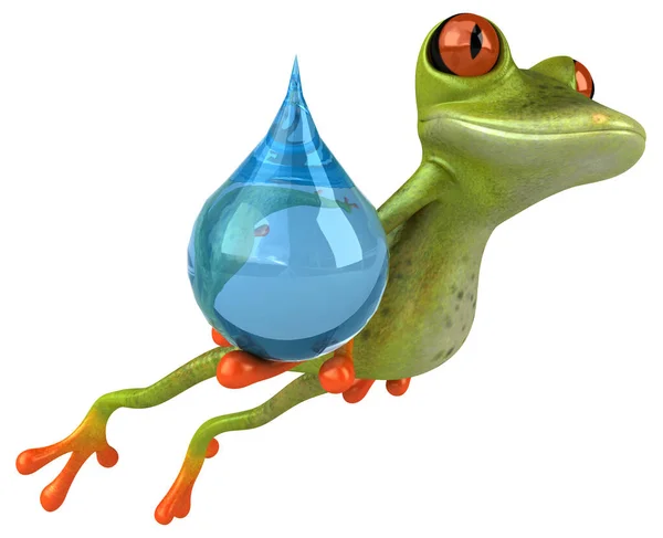 Frog Cartoon Character Drop Illustration — Stock Photo, Image