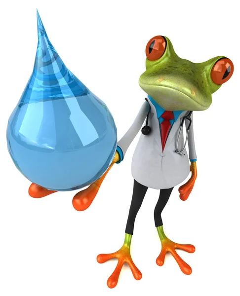 Frog Personaggio Dei Cartoni Animati Con Goccia Illustrazione — Foto Stock
