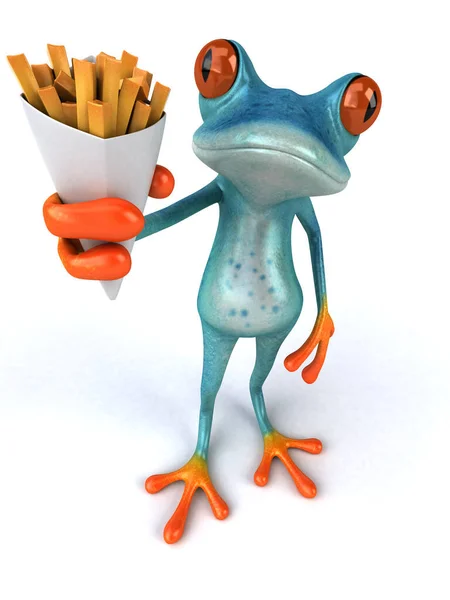 Fun Frog French Fries Illustration — Stock Photo, Image