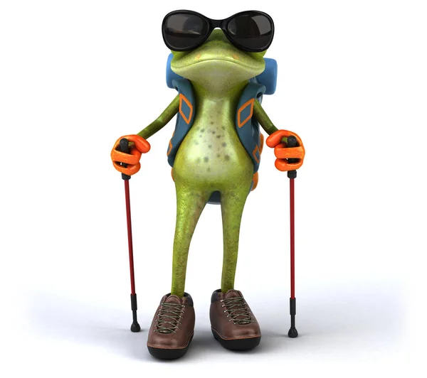 Fun Backpacker Frog Illustration — Stockfoto