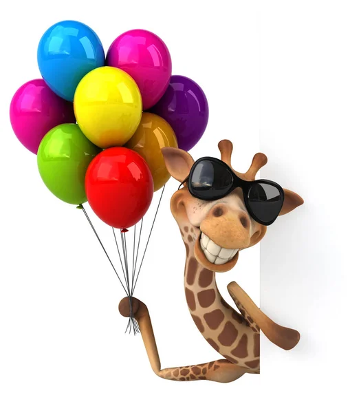 cartoon character with balloons   - 3D Illustration
