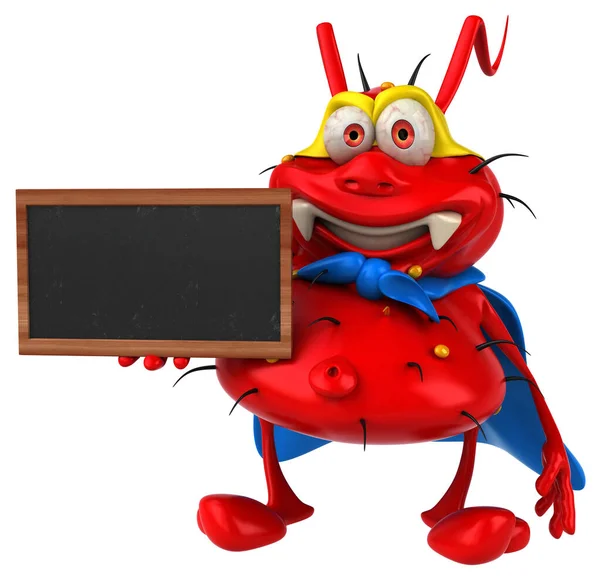 Fun Germ Monster Holding Blackboard — Stock Photo, Image