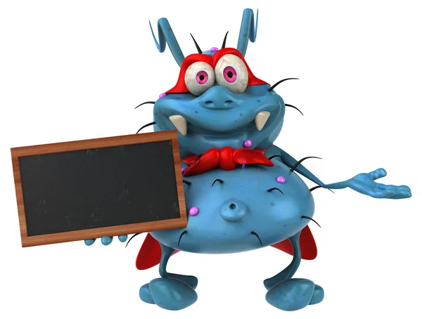 Fun Germ Monster Holding Blackboard — Stock Photo, Image