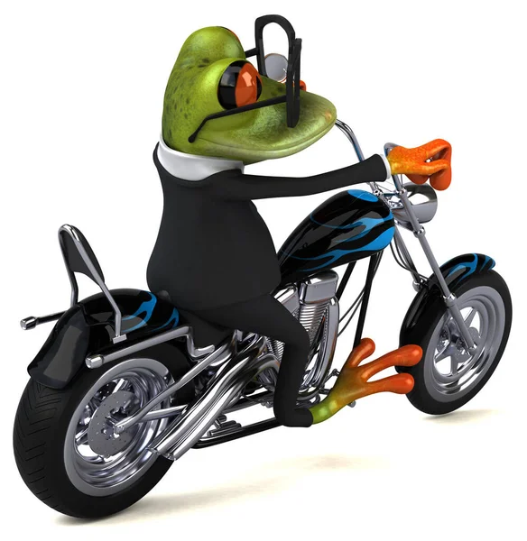 Personagem Desenho Animado Divertido Motocicleta Ilustração — Fotografia de Stock