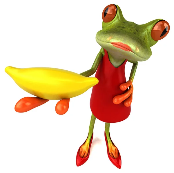 Personagem Desenho Animado Divertido Com Banana Ilustração — Fotografia de Stock