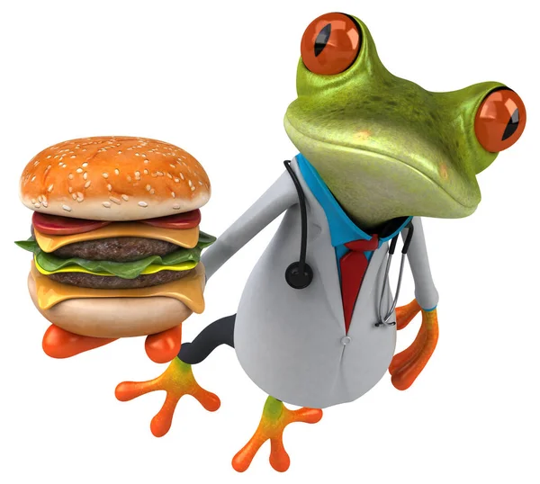 Fun Cartoon Character Hamburger Illustration — Stock Photo, Image