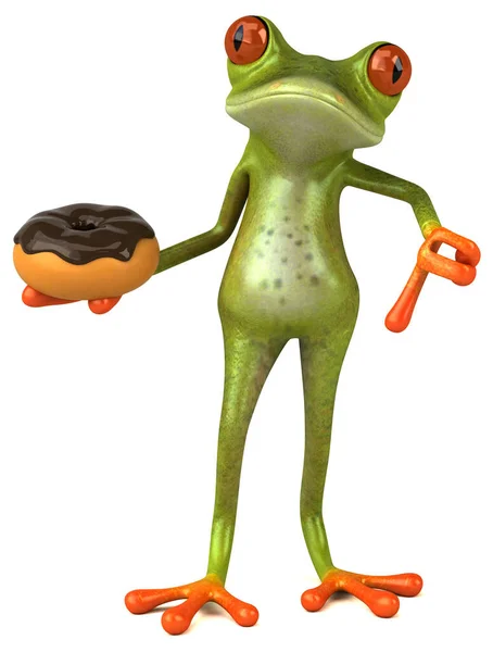 Βάτραχος Καρτούν Χαρακτήρα Ντόνατ Εικόνα — Φωτογραφία Αρχείου