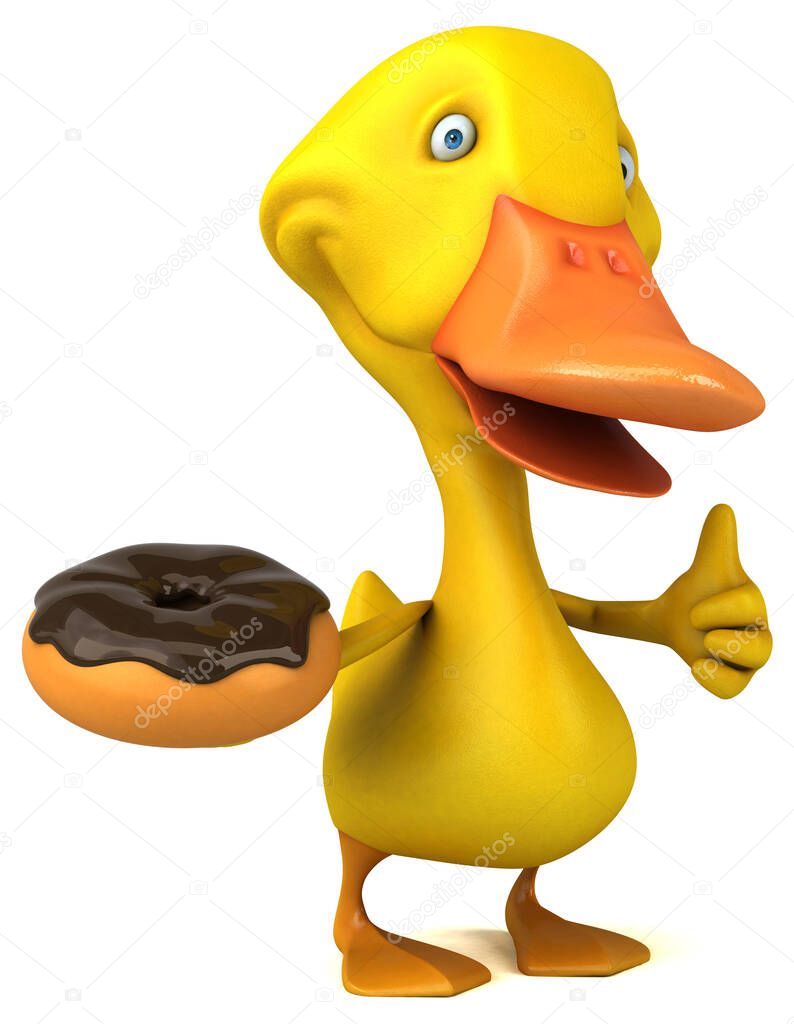 cartoon character with donut      - 3D Illustration