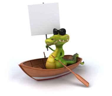 Tekne içinde eğlenceli timsah 