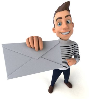 Zarflı eğlenceli 3D karikatür.