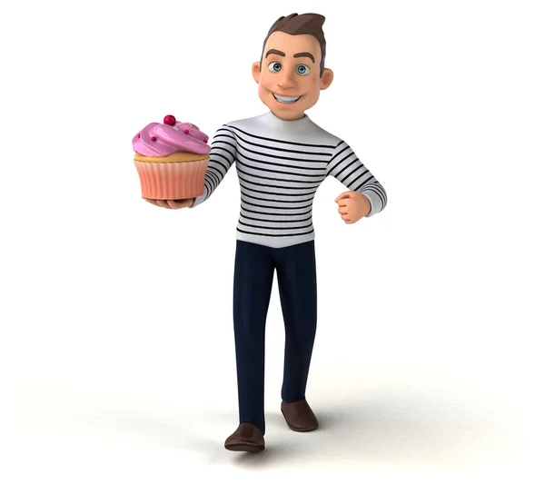 Fun Cartoon Casual Character Cupcake — Stock Photo, Image