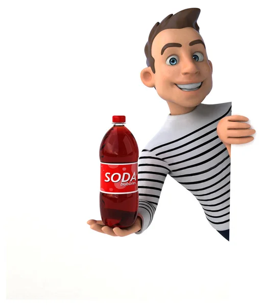 Fun Cartoon Casual Charakter Mit Soda — Stockfoto