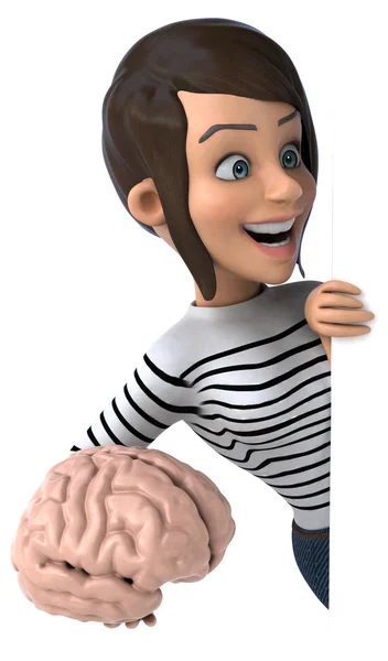 Diversión Dibujos Animados Mujer Personaje Casual Con Cerebro — Foto de Stock