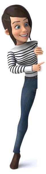 Fun Cartoon Casual Character Woman — Stock Photo, Image