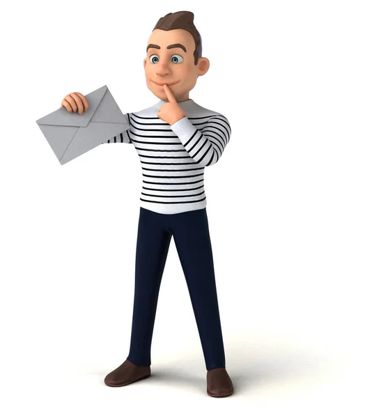 Personagem Casual Divertido Desenho Animado Com Envelope — Fotografia de Stock