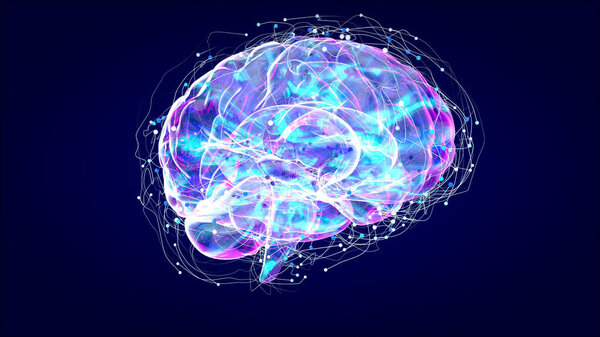 Рентген мозга, анатомия человека, 3D иллюстрированные нейроны
