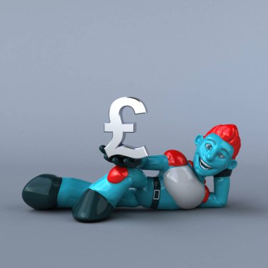 Pound ile Kırmızı Robot - 3d Görüntü