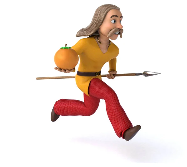 Spaß Cartoon Figur Mit Orange — Stockfoto