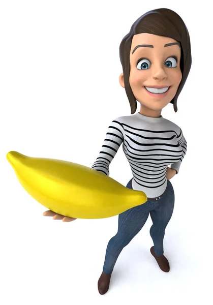 Szórakoztató Rajzfilmfigura Banán Illusztráció — Stock Fotó