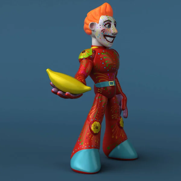 Personagem Desenho Animado Divertido Com Banana Ilustração — Fotografia de Stock