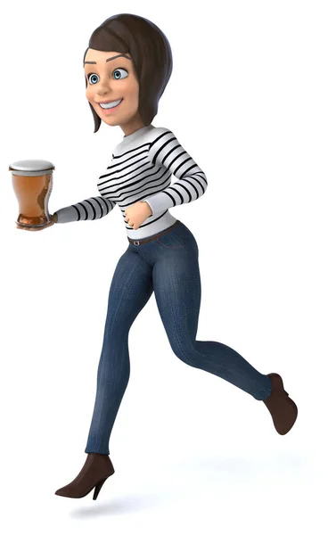 Divertido Personaje Dibujos Animados Con Cerveza Ilustración — Foto de Stock